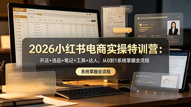 2026小红书电商实操特训营：开店+选品+笔记+工具+达人，从0到1系统掌握全流程-创业资源网 | 精品设计与工具分享平台