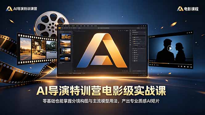 AI导演特训营电影级实战课,零基础也能掌握分镜构图与主流模型用法,产出专业质感AI短片-创业资源网 | 精品设计与工具分享平台