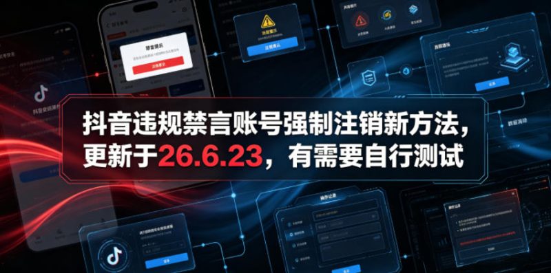 抖音违规禁言账号强制注销新方法，更新于26.6.23，有需要自行测试-创业资源网 | 精品设计与工具分享平台
