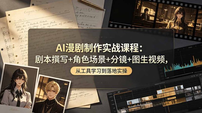 AI漫剧制作实战课程：剧本撰写+角色场景+分镜+图生视频，从工具学习到落地实操-创业资源网 | 精品设计与工具分享平台