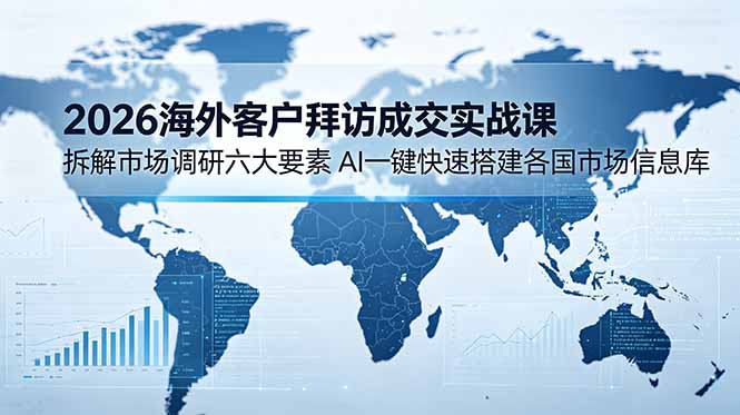 2026海外客户拜访成交实战课：拆解市场调研六大要素，AI一键快速搭建各国市场信息库-创业资源网 | 精品设计与工具分享平台