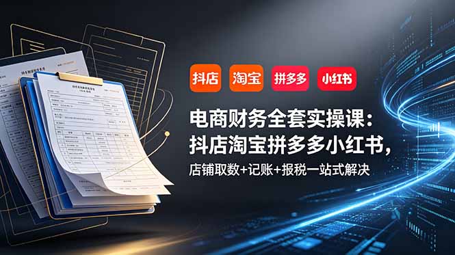 电商财务全套实操课：抖店淘宝拼多多小红书，店铺取数+记账+报税一站式解决-创业资源网 | 精品设计与工具分享平台