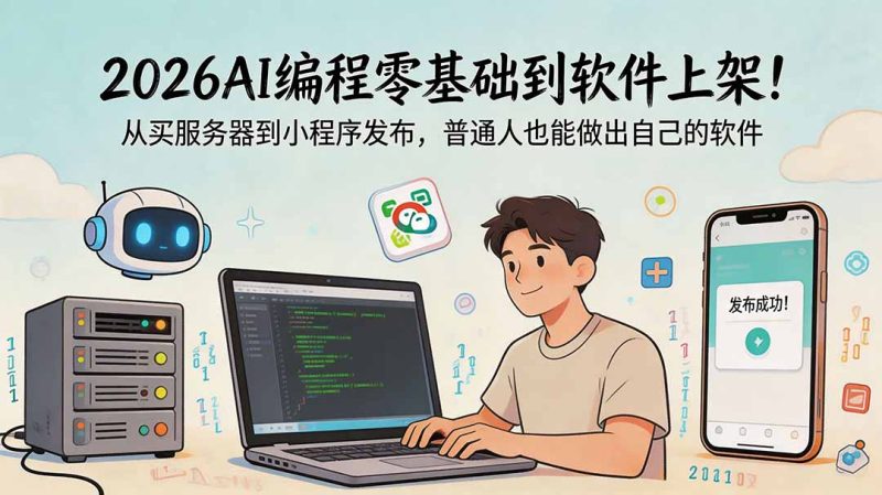 2026AI编程零基础到软件上架！从买服务器到小程序发布，普通人也能做出自己的软件-创业资源网 | 精品设计与工具分享平台