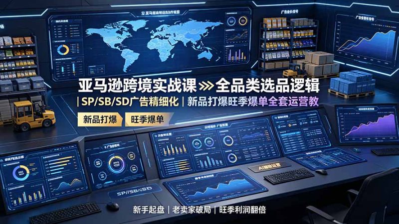 亚马逊跨境实战课：全品类选品逻辑｜SP/SB/SD广告精细化｜新品打爆旺季爆单全套运营教程-创业资源网 | 精品设计与工具分享平台