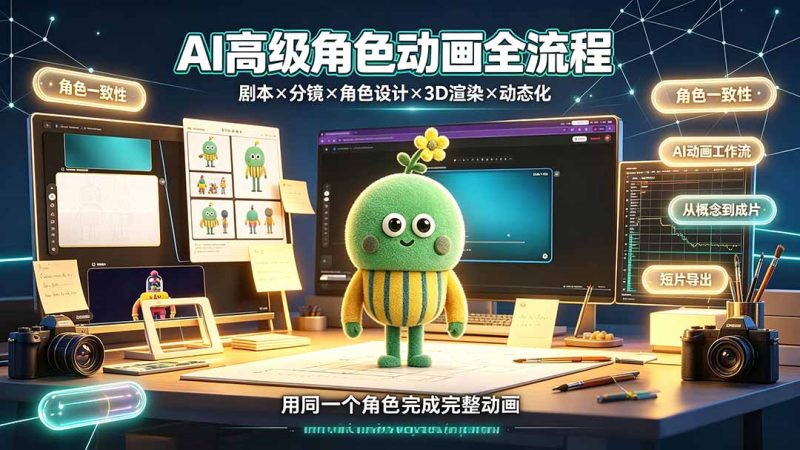 AI高级角色动画全流程:剧本×分镜×角色设计×3D渲染×动态化,从概念到成片一站式教学-创业资源网 | 精品设计与工具分享平台