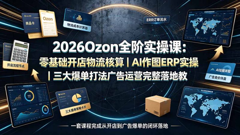 2026Ozon全阶实操课:零基础开店物流核算|AI作图ERP实操|三大爆单打法广告运营完整落地教程-创业资源网 | 精品设计与工具分享平台