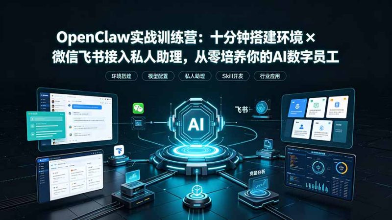 OpenClaw实战特训营:十分钟搭建环境×微信飞书接入私人助理,从零培养你的AI数字员工-创业资源网 | 精品设计与工具分享平台