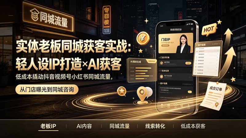 实体老板同城获客实战：轻人设IP打造×AI获客，低成本撬动抖音视频号小红书同城流量-创业资源网 | 精品设计与工具分享平台