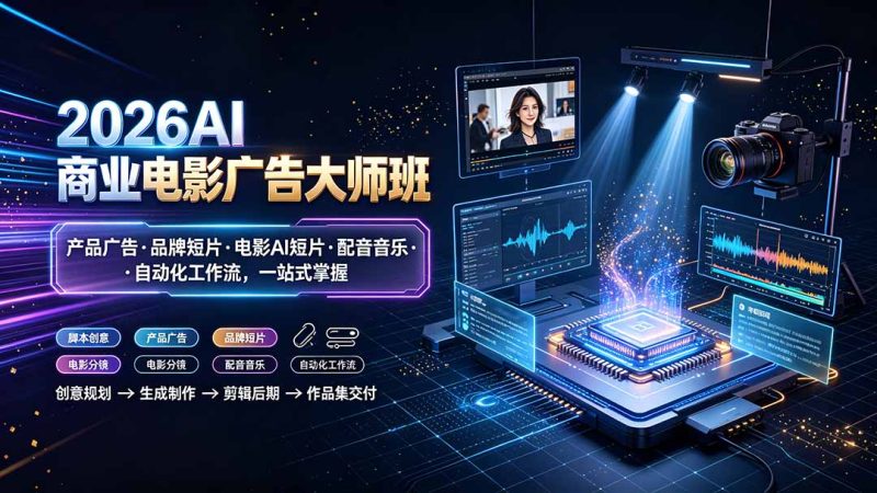 2026AI商业电影广告大师班：产品广告·品牌短片·电影AI短片·配音音乐·自动化工作流，一站式掌握-创业资源网 | 精品设计与工具分享平台