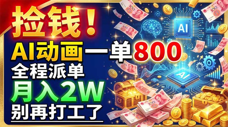 捡钱!AI动画一单800,全程派单,月入2W,别再打工了-创业资源网 | 精品设计与工具分享平台