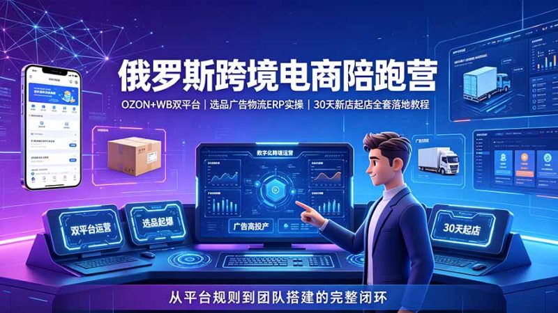 2026俄罗斯跨境电商陪跑营:OZON+WB双平台|选品广告物流ERP实操|30天新店起店全套落地教程-创业资源网 | 精品设计与工具分享平台