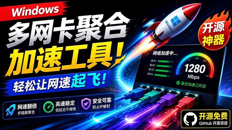 Github开源黑科技!多网卡网速聚合加速工具,一键让你的电脑网速起飞,这感觉也太爽了HypoMux-创业资源网 | 精品设计与工具分享平台