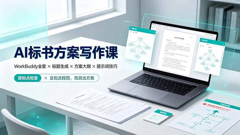AI标书方案写作课：WorkBuddy全套×标题生成×方案大纲×提示词技巧×废标点检查×豆包流程图，高效出方案-创业资源网 | 精品设计与工具分享平台