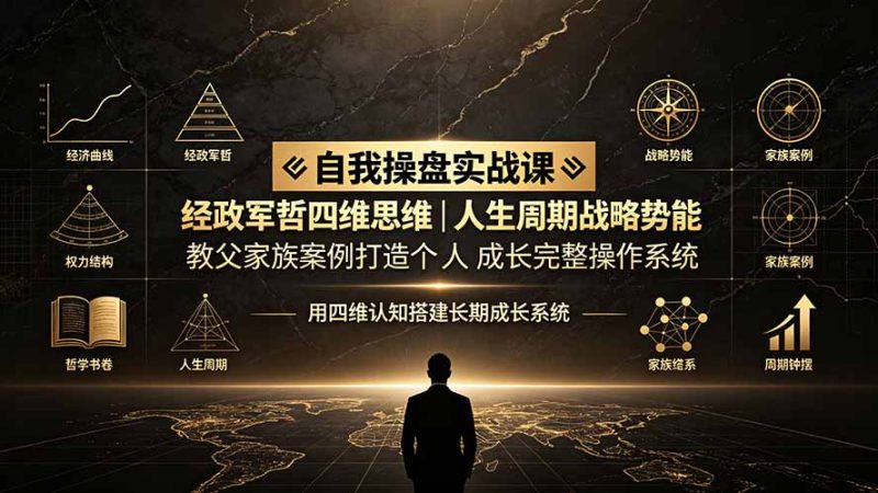 自我操盘实战课:经政军哲四维思维|人生周期战略势能|教父家族案例打造个人成长完整操作系统-创业资源网 | 精品设计与工具分享平台