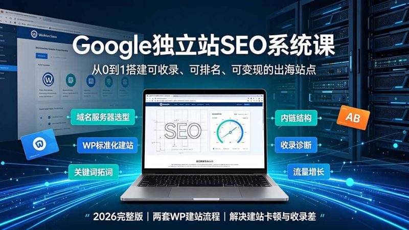 Google独立站SEO-7月系统课:出海基建×WordPress建站×AI内容生产×站内外优化×Search Console×AdSense变现-创业资源网 | 精品设计与工具分享平台