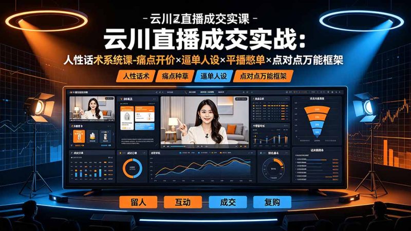 云川直播成交实战：人性话术系统课-痛点种草×塑品开价×逼单人设×平播憋单×点对点万能框架-创业资源网 | 精品设计与工具分享平台