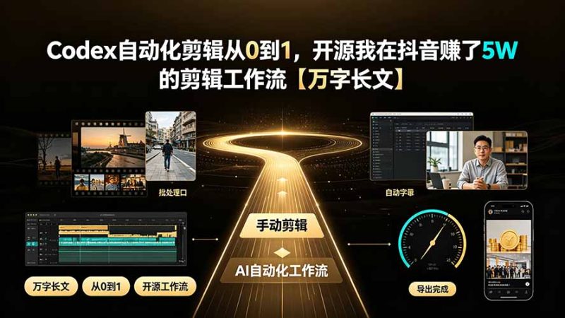 Codex自动化剪辑从0到1,开源我在抖音赚了5W 的剪辑工作流【万字长文】-创业资源网 | 精品设计与工具分享平台