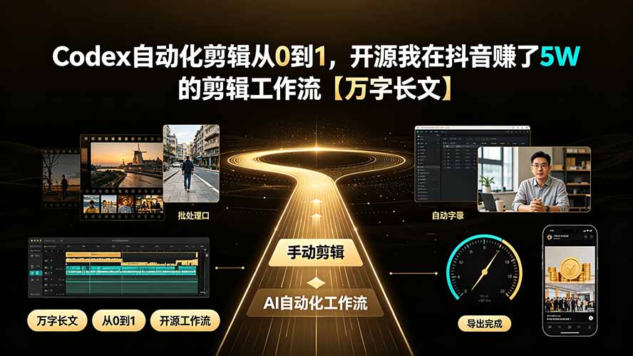 Codex自动化剪辑从0到1,开源我在抖音赚了5W 的剪辑工作流【万字长文】 Codex自动化剪辑从0到1,开源我在抖音赚了5W 的剪辑工作流【万字长文】