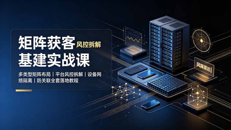 矩阵获客基建实战课：多类型矩阵布局｜平台风控拆解｜设备网络隔离｜防关联全套落地教程-创业资源网 | 精品设计与工具分享平台