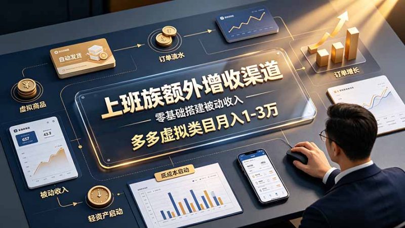 上班族额外增收渠道,零基础搭建被动收入,多多虚拟类目月入 1-3 万-创业资源网 | 精品设计与工具分享平台