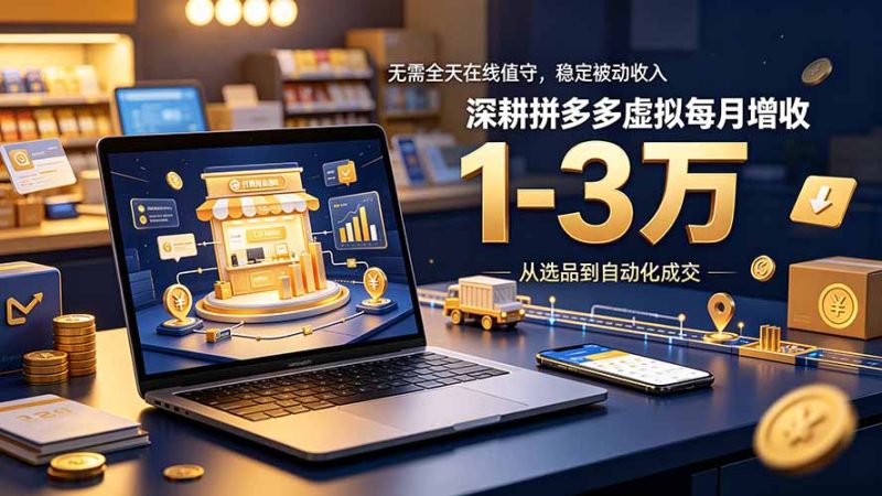 无需全天在线值守，稳定被动收入，深耕拼多多虚拟每月增收 1-3 万-创业资源网 | 精品设计与工具分享平台