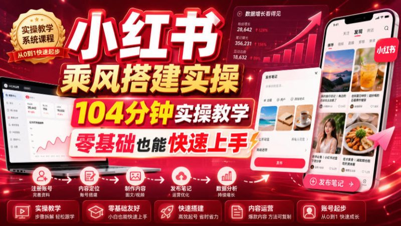 小红书乘风搭建实操,104分钟实操教学,零基础也能快速上手-创业资源网 | 精品设计与工具分享平台