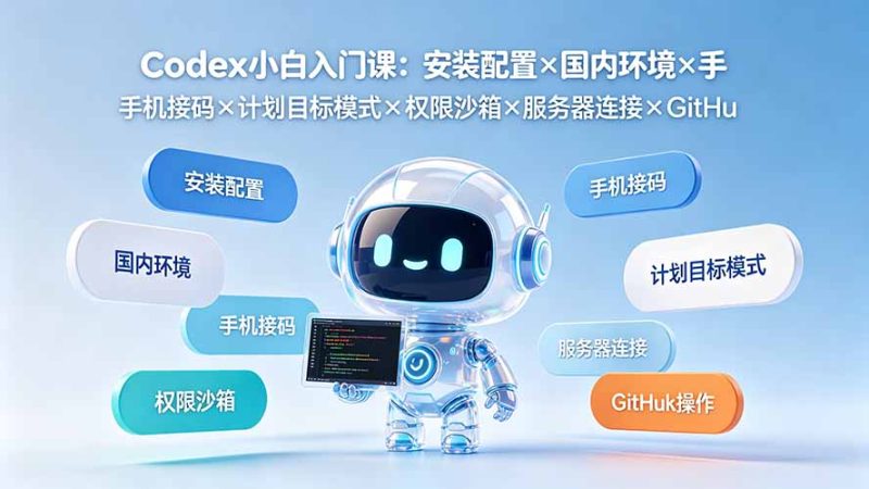 Codex小白入门课:安装配置×国内环境×手机接码×计划目标模式×权限沙箱×服务器连接×GitHub操作-创业资源网 | 精品设计与工具分享平台