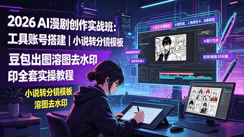 2026AI漫剧创作实战班:工具账号搭建|小说转分镜模板|豆包出图溶图去水印全套实操教程-创业资源网 | 精品设计与工具分享平台