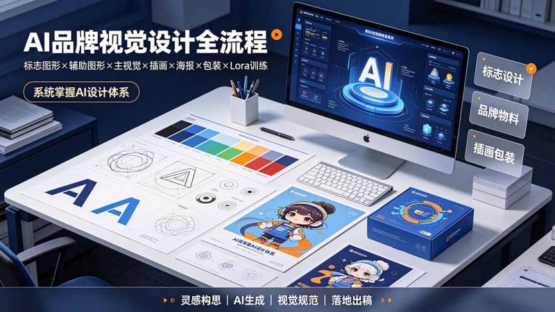 AI品牌视觉设计全流程:标志图形×辅助图形×主视觉×插画×海报×包装×Lora训练,系统掌握AI设计体系-创业资源网 | 精品设计与工具分享平台