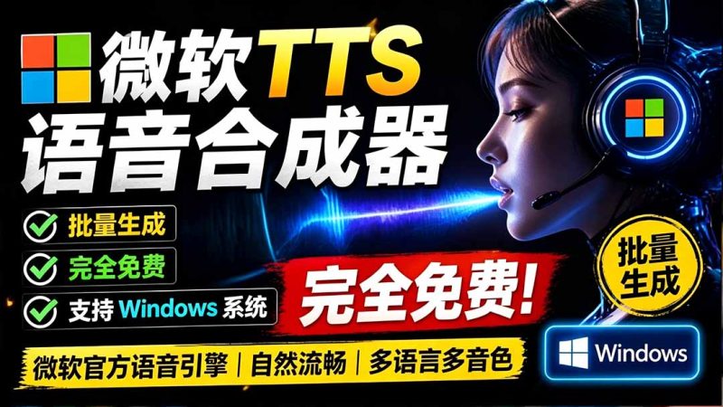 微软 TTS 免费语音配音生成器,完全免费,支持多语音、多音色选择,Windows系统专用 TTS语音合成器-创业资源网 | 精品设计与工具分享平台