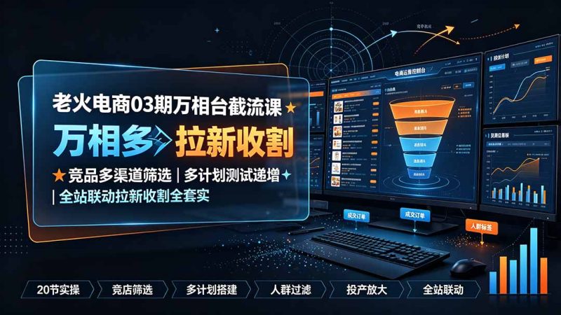 老火电商03期万相台截流课:竞品多渠道筛选|多计划测试递增|全站联动拉新收割全套实操教学-创业资源网 | 精品设计与工具分享平台