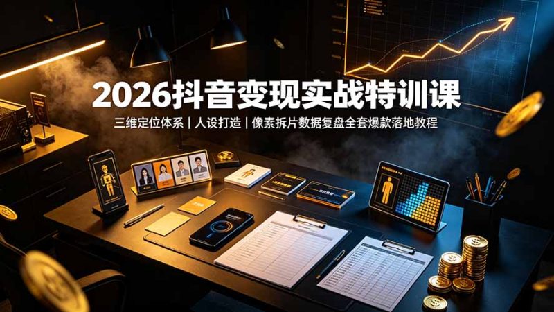 2026抖音变现实战特训课:三维定位体系|人设打造|像素拆片数据复盘全套爆款落地教程-创业资源网 | 精品设计与工具分享平台