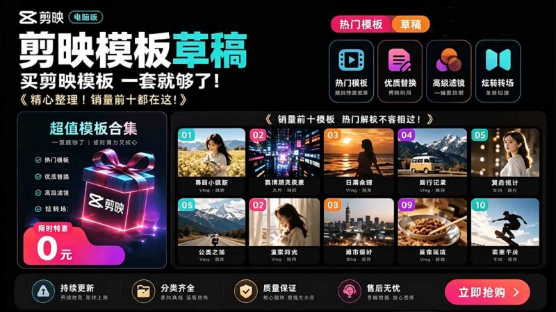 1500+套剪映模板素材,超级超级无敌剪映剪辑模板合集包!附带预览图,全免费,撑爆你的网盘内存-创业资源网 | 精品设计与工具分享平台