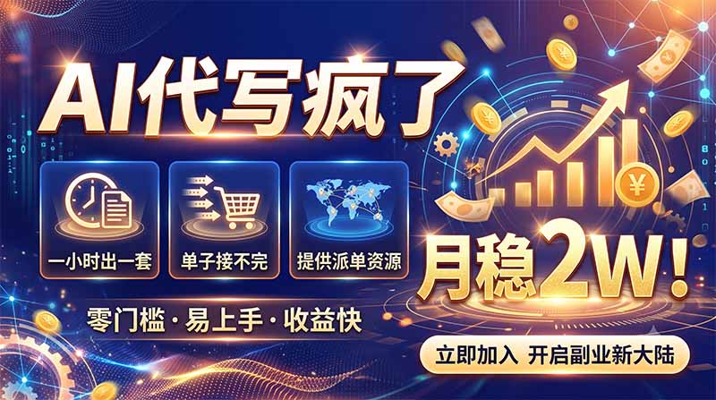 2026捡钱副业：AI写稿一单5张，免费派单群，0门槛直接干-创业资源网 | 精品设计与工具分享平台