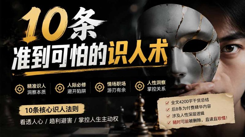 付费文章：分享10条准到可怕的识人术术，希望能帮到大家。-创业资源网 | 精品设计与工具分享平台