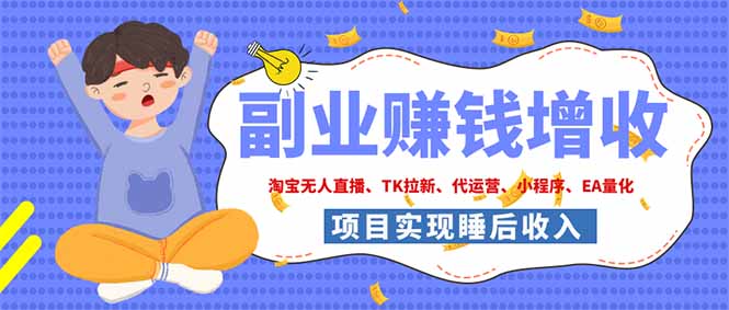2026年多个真实落地副业项目，手把手带你搭建被动收入管道（淘宝无人直播、海外TK拉新…-创业资源网 | 精品设计与工具分享平台