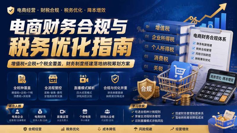 电商财务合规与税务优化指南:增值税+企税+个税全覆盖,财务制度搭建落地纳税筹划方案-创业资源网 | 精品设计与工具分享平台