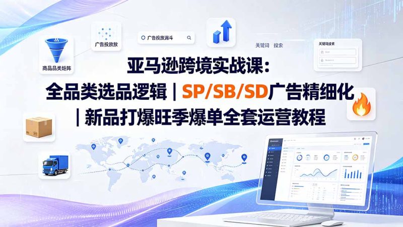 亚马逊跨境实战课-更新:全品类选品逻辑|SP/SB/SD广告精细化|新品打爆旺季爆单全套运营教程-创业资源网 | 精品设计与工具分享平台