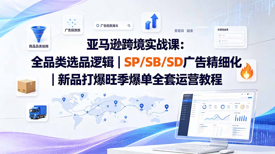 亚马逊跨境实战课-更新:全品类选品逻辑|SP/SB/SD广告精细化|新品打爆旺季爆单全套运营教程 亚马逊跨境实战课-更新:全品类选品逻辑|SP/SB/SD广告精细化|新品打爆旺季爆单全套运营教程