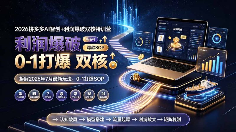 2026拼多多AI智创+利润爆破双核特训营-更新：拆解2026年7月最新玩法，0-1打爆SOP-创业资源网 | 精品设计与工具分享平台