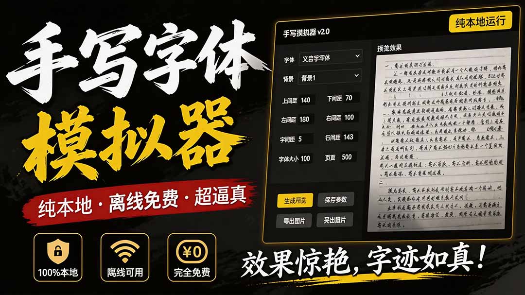 罚抄神器!罚抄10万字都不在怕了,手写字体模拟生成器,附带新整理背景图和字体,纯本地离线运行 罚抄神器!罚抄10万字都不在怕了,手写字体模拟生成器,附带新整理背景图和字体,纯本地离线运行