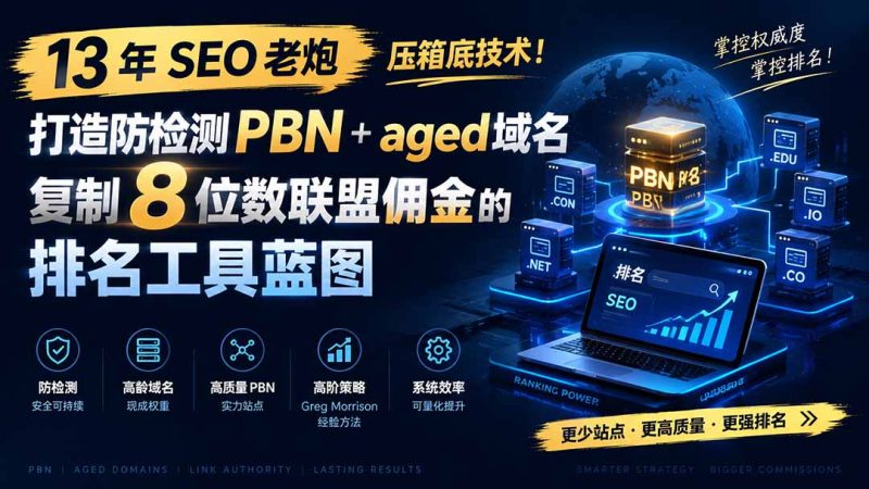 13 年 SEO 老炮压箱底技术!打造防检测 PBN+aged 域名,复制 8 位数联盟佣金的排名工具蓝图【原创双语字幕】-创业资源网 | 精品设计与工具分享平台