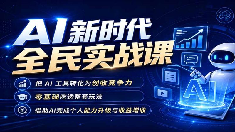 AI新时代全民实战课,把 AI 工具转化为创收竞争力,零基础吃透整套玩法,借助AI完成个人能力升级与收益增收。-创业资源网 | 精品设计与工具分享平台