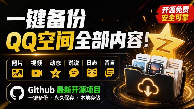一键将你QQ空间全部内容备份下来!照片 / 视频 /动态信息全存本地,Github最新开源项目 QzoneArchive-创业资源网 | 精品设计与工具分享平台