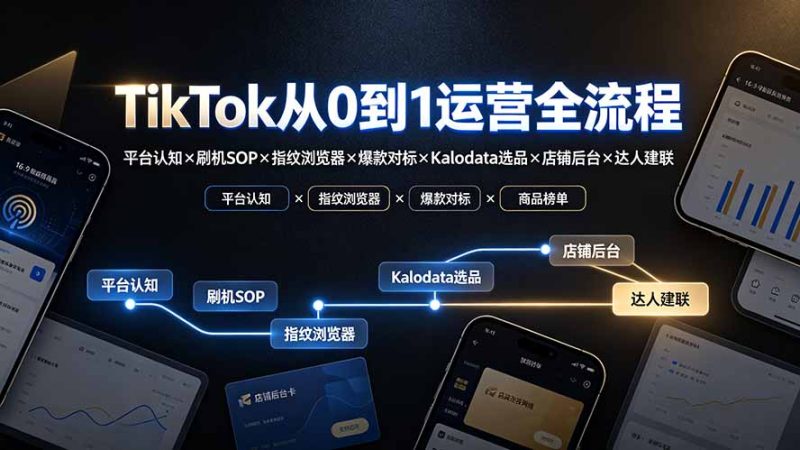 TikTok从0到1运营全流程-更新:平台认知×刷机SOP×指纹浏览器×爆款对标×Kalodata选品×店铺后台×达人建联-创业资源网 | 精品设计与工具分享平台