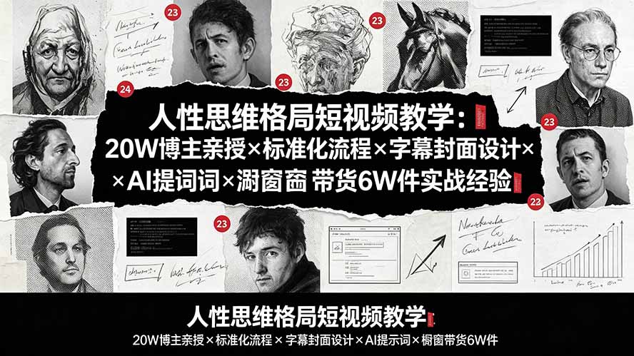 人性思维格局短视频教学:20W博主亲授×标准化流程×字幕封面设计×AI提示词×橱窗带货6W件实战经验 人性思维格局短视频教学:20W博主亲授×标准化流程×字幕封面设计×AI提示词×橱窗带货6W件实战经验