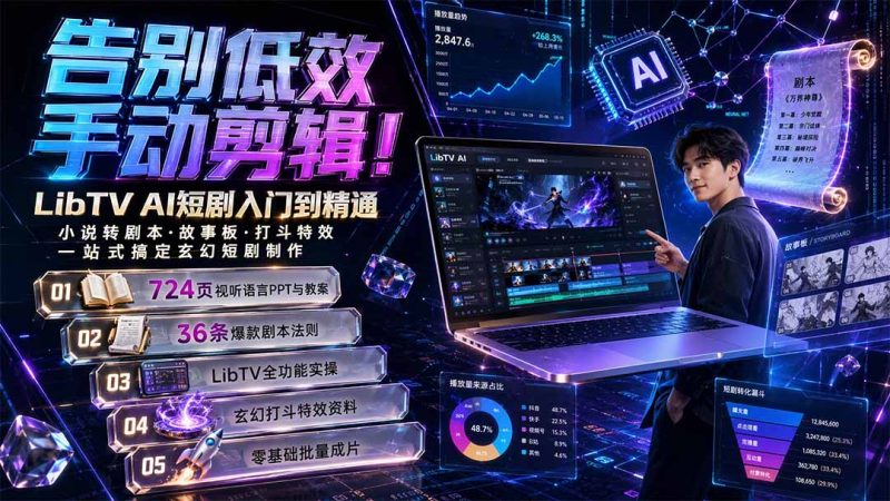 告别低效手动剪辑!LibTV AI短剧入门到精通,小说转剧本方法,故事板打斗特效一站式搞定玄幻短剧制作-创业资源网 | 精品设计与工具分享平台