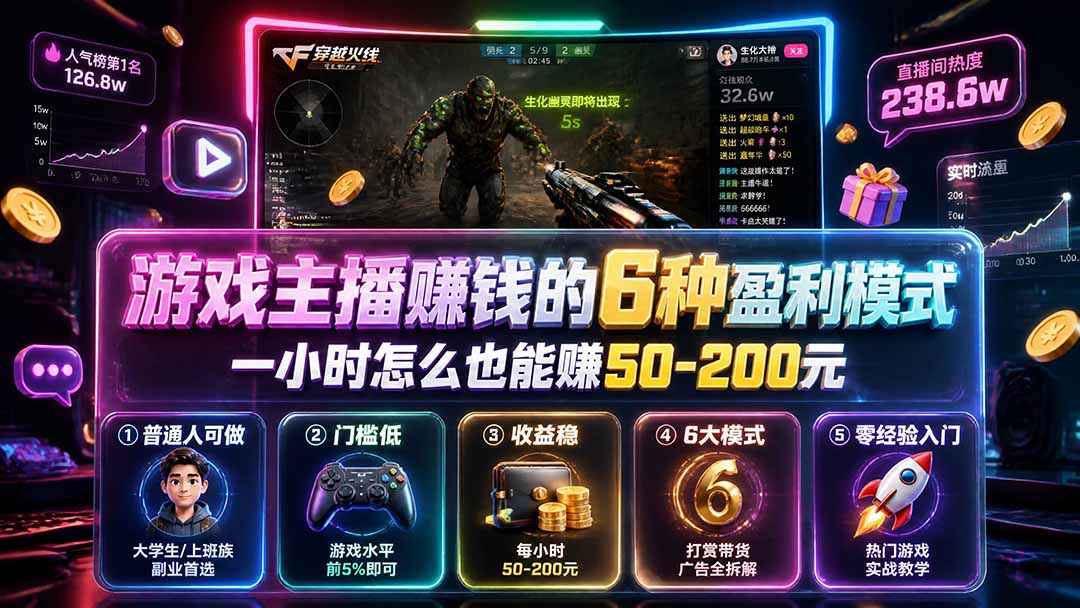 付费文章:游戏主播赚钱的6种盈利模式,一小时怎么也能赚50-200元 付费文章:游戏主播赚钱的6种盈利模式,一小时怎么也能赚50-200元