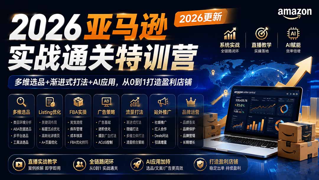 2026亚马逊实战通关特训营-2026更新,多维选品+渐进式打法+AI应用,从0到1打造盈利店铺 2026亚马逊实战通关特训营-2026更新,多维选品+渐进式打法+AI应用,从0到1打造盈利店铺