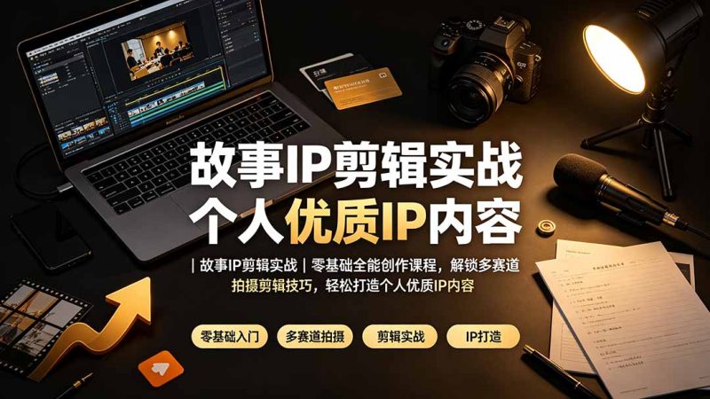 故事IP剪辑实战|零基础全能创作课程,解锁多赛道拍摄剪辑技巧,轻松打造个人优质IP内容-创业资源网 | 精品设计与工具分享平台